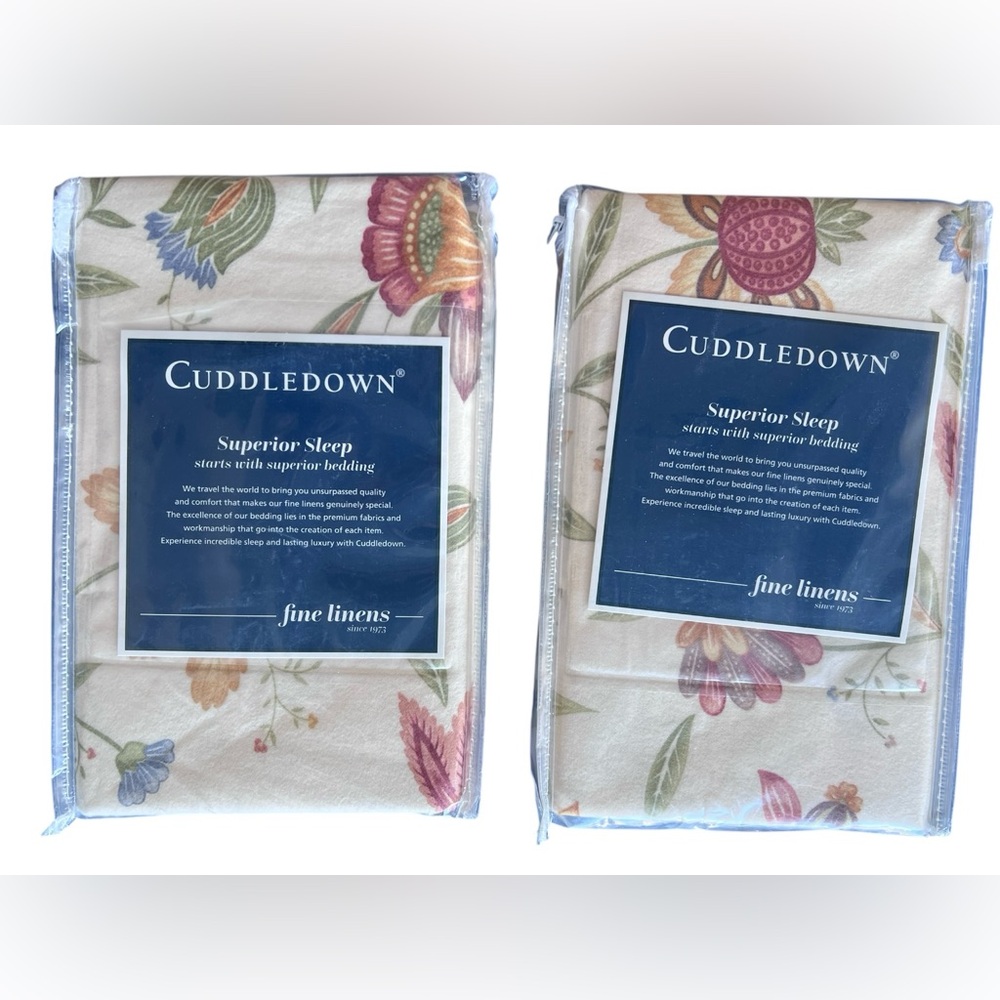 Cuddledown Georgia Garden Sham 2 Pc Set King Flannel Discontinued NEW